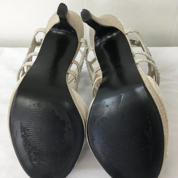 Caparros Gold Metallic Glitter Stiletto Formal Heel Sandals Size 6 EXCELLENT - Picture 7 of 8